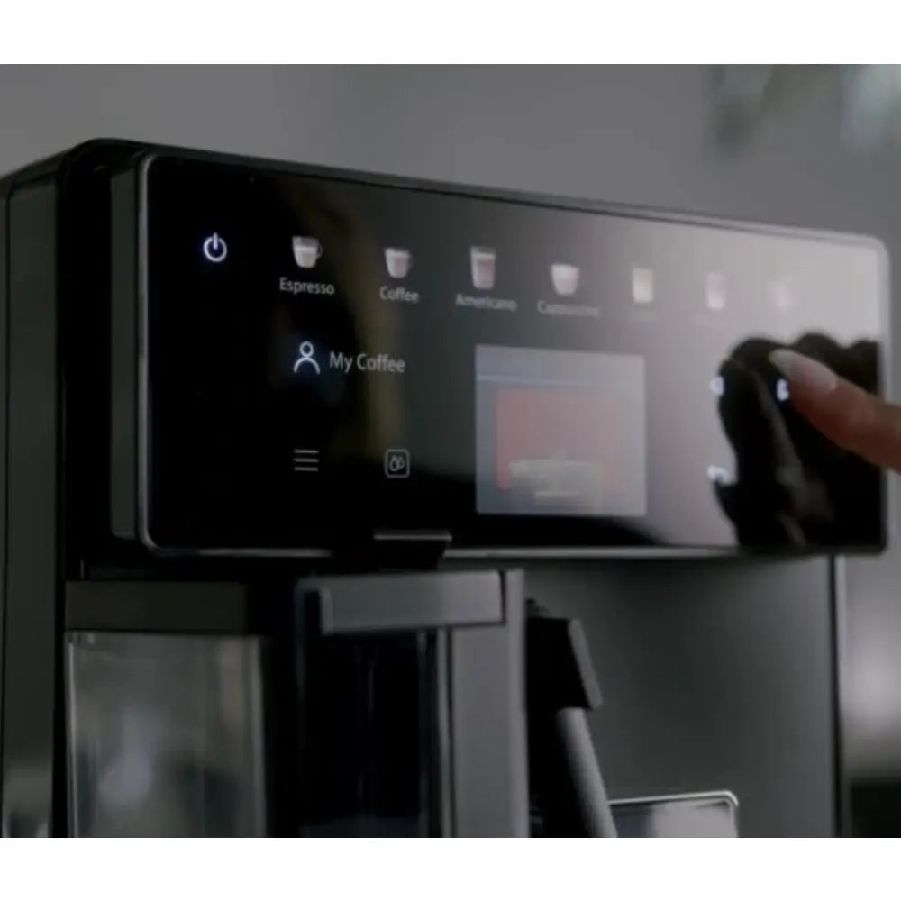 Close-up of Bestir Melange control panel with espresso and coffee options.
