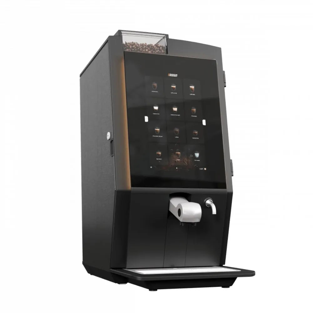 Left side view of the Bravilor Esprecious 12 Bean to Cup Coffee & Espresso Machine with 2 Instant Canisters
