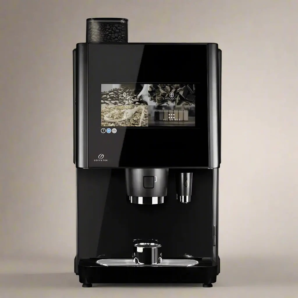Coffetek Vitro Series 3 automatic espresso coffee machine with touchscreen drinks display front view