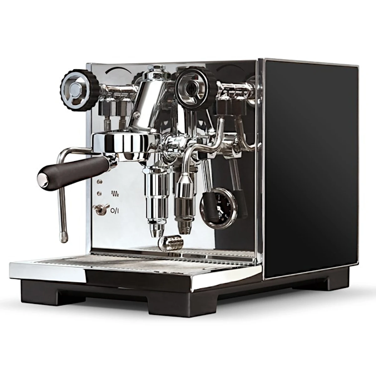 Side view of the Eureka Costanza domestic espresso machine with black side panel