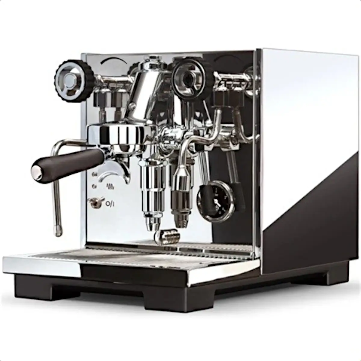 Side view of the Eureka Pura domestic espresso machine with silver side panel