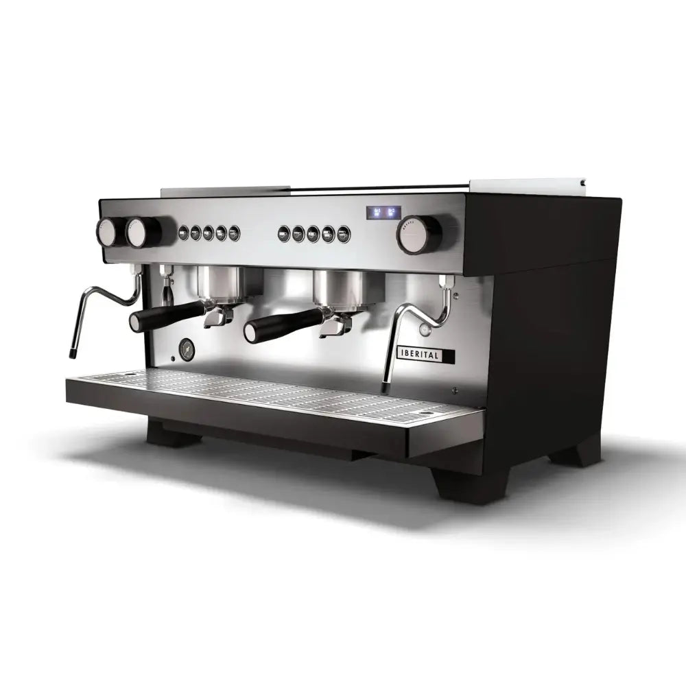 Iberital Referent 2 Group premium commercial espresso machine in black and chrome, front view.
