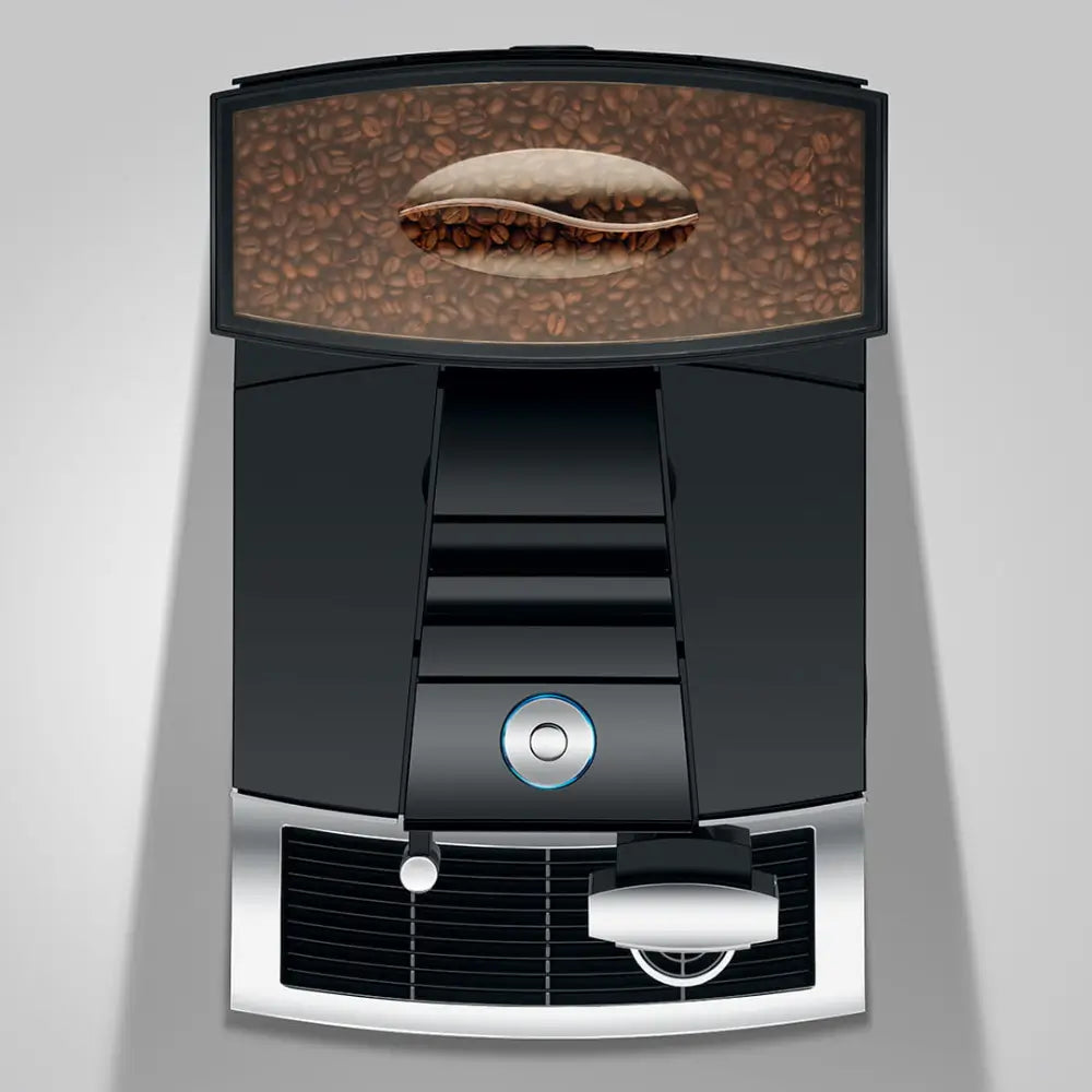 Top view of Jura Giga X3c automatic coffee machine showing bean hopper