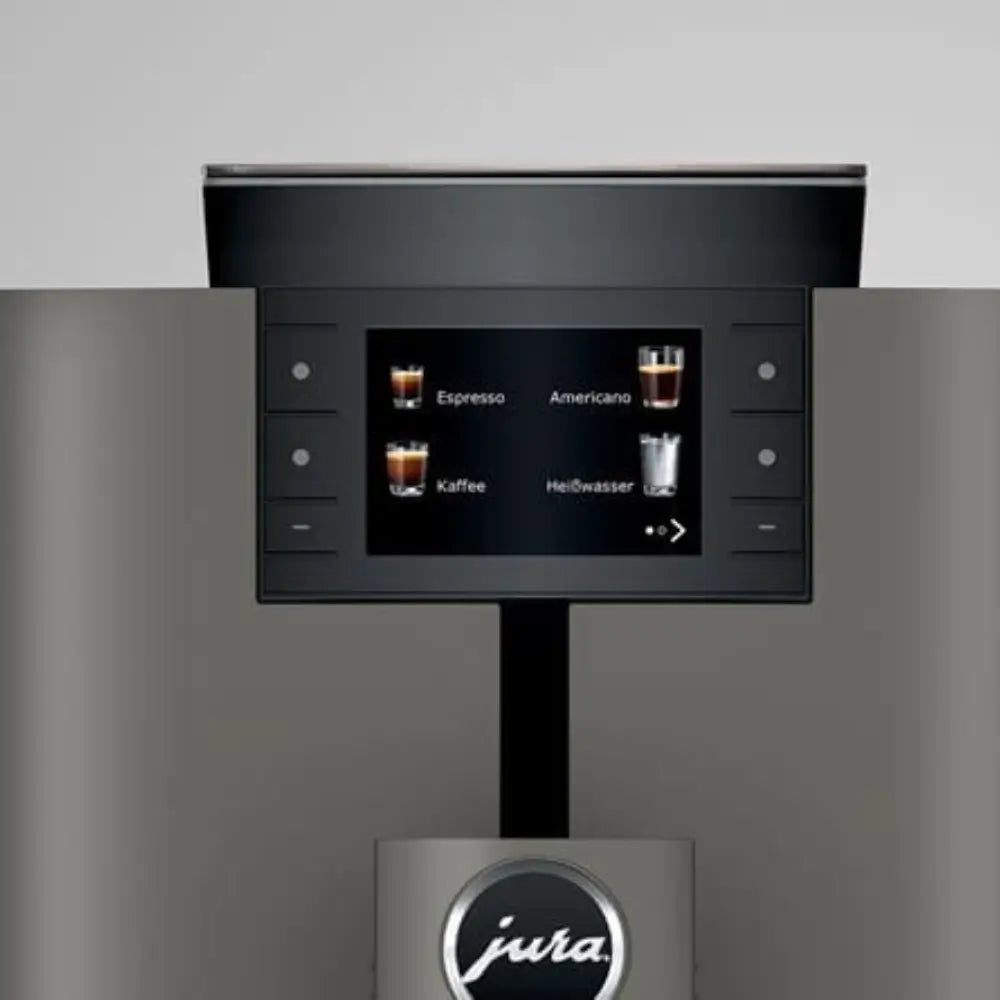 Touchscreen display showing drink selection options on the Jura X4 coffee machine.