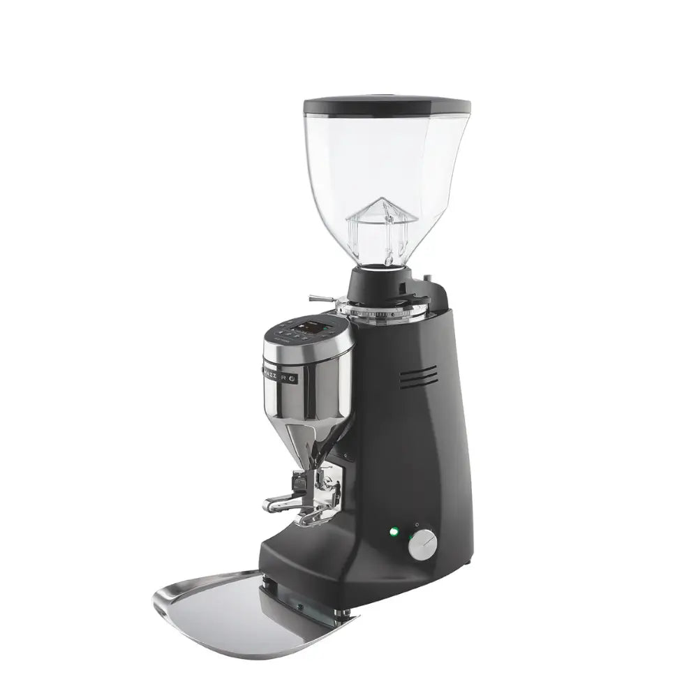 Mazzer Major V Electronic espresso grinder front view with hopper and dosing chamber