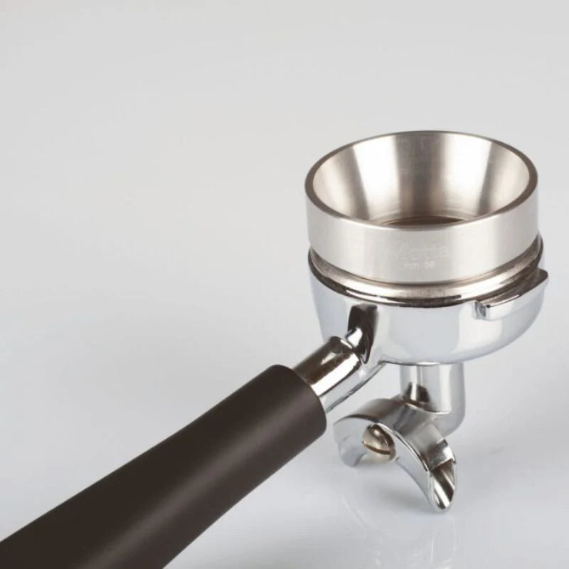 Motta aluminium dosing funnel fitted to a portafilter