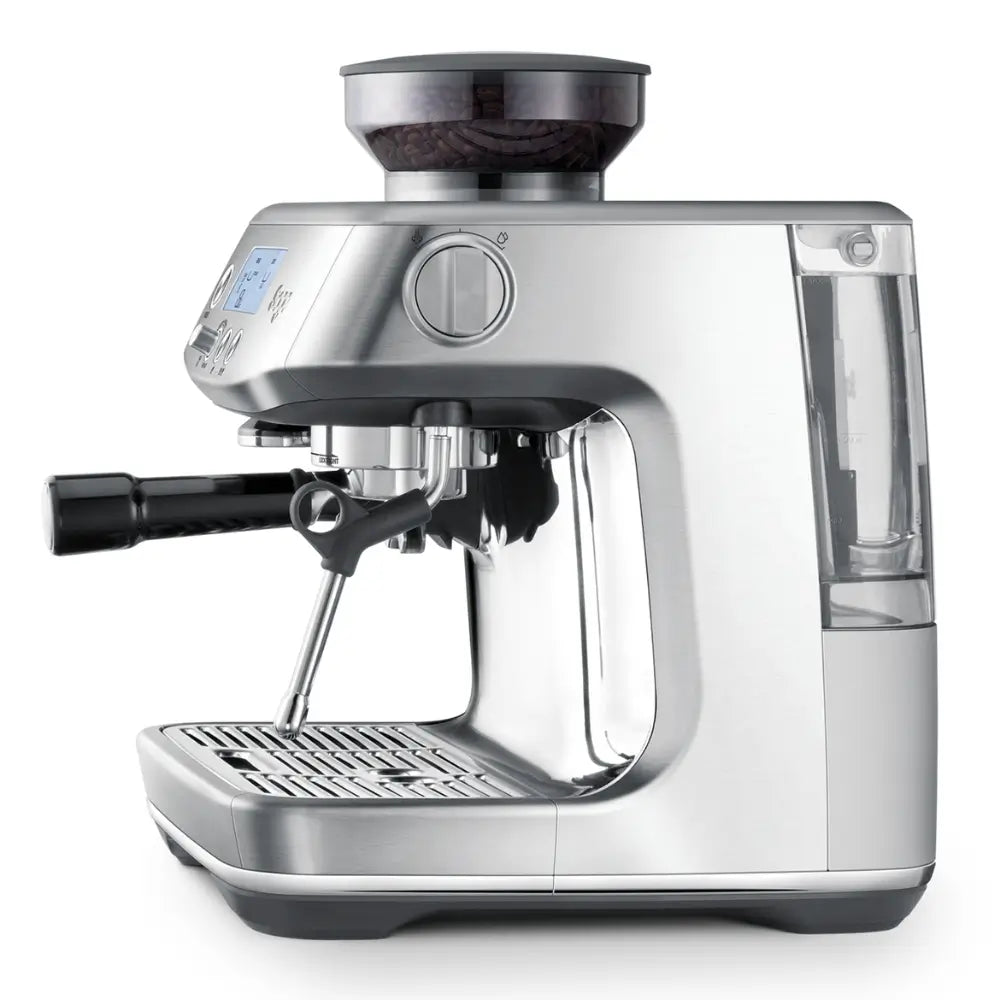 Side view of the Sage Barista Pro, clearly showing the integrated water tank and steam wand.