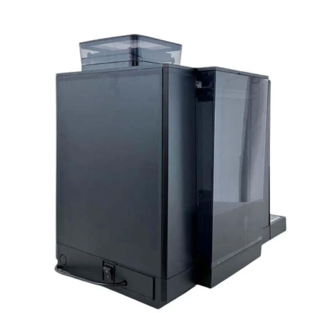 Rear angle of Bestir BM40 coffee machine showing water tank and bean hopper.