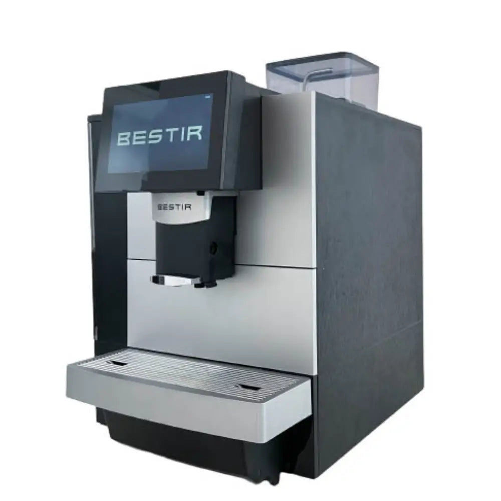 Left side profile of Bestir BM50 coffee machine with bean hopper.