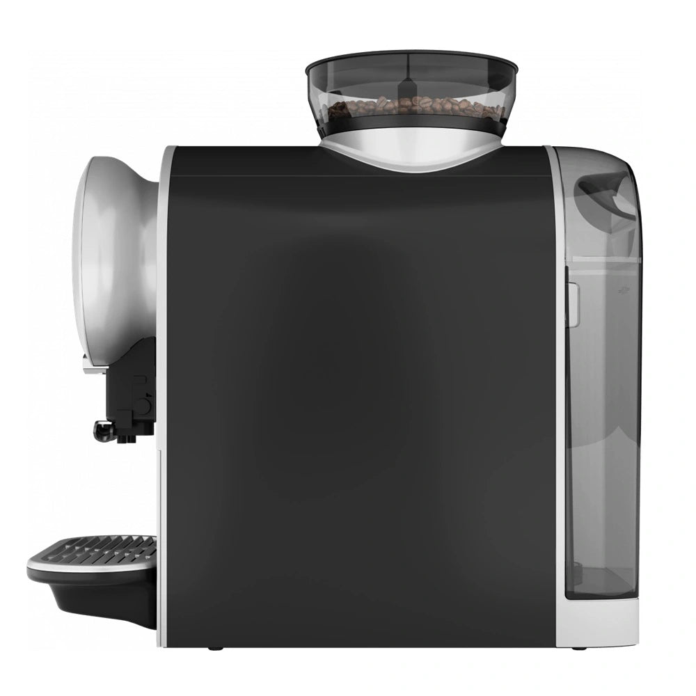 Right side view of the Bravilor SPRSO bean-to-cup espresso machine with touchscreen