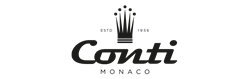 Conti Monaco logo with a crown symbol on a transparent background