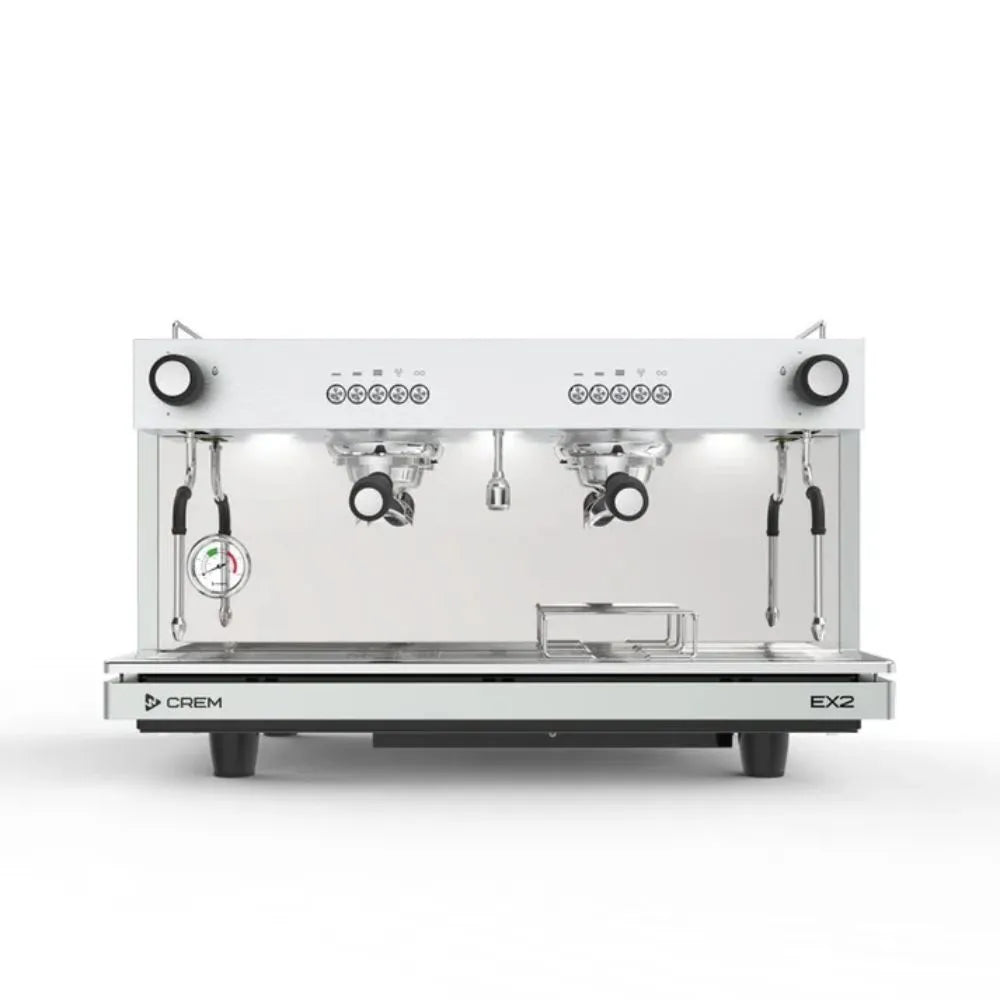 Front view of the CREM EX2 2 Group espresso machine