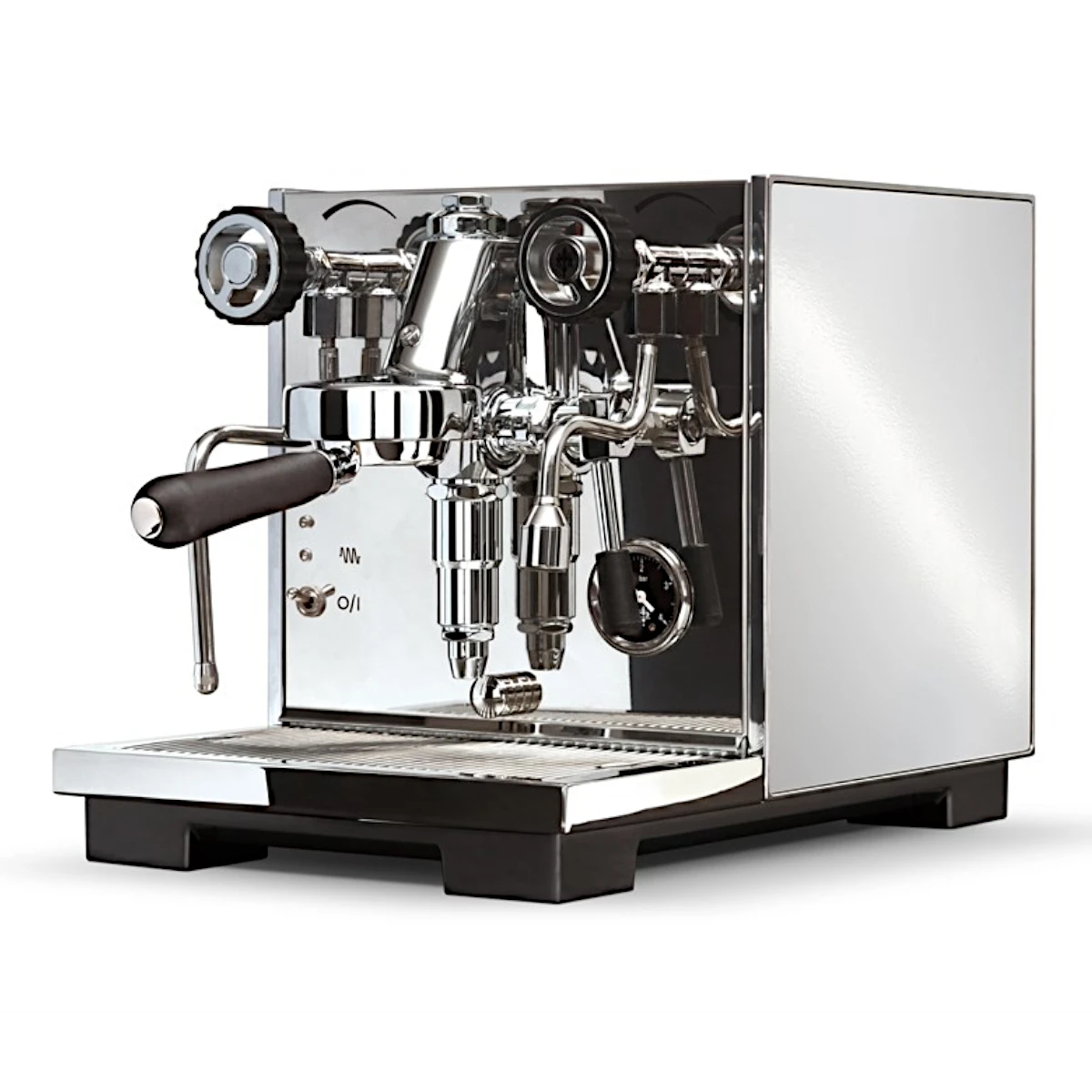 Side view of the Eureka Pura R domestic espresso machine with white side panel