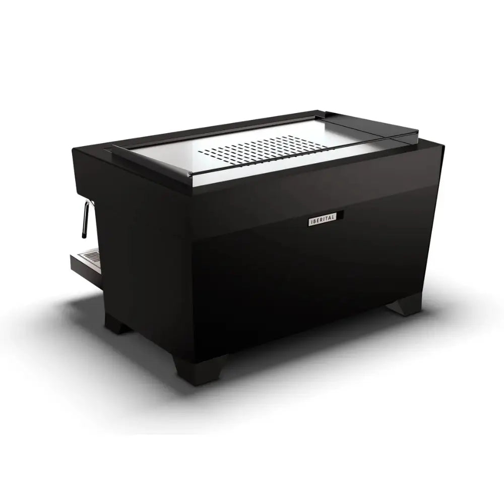 Iberital Referent 2 Group premium commercial espresso machine in black, rear view.
