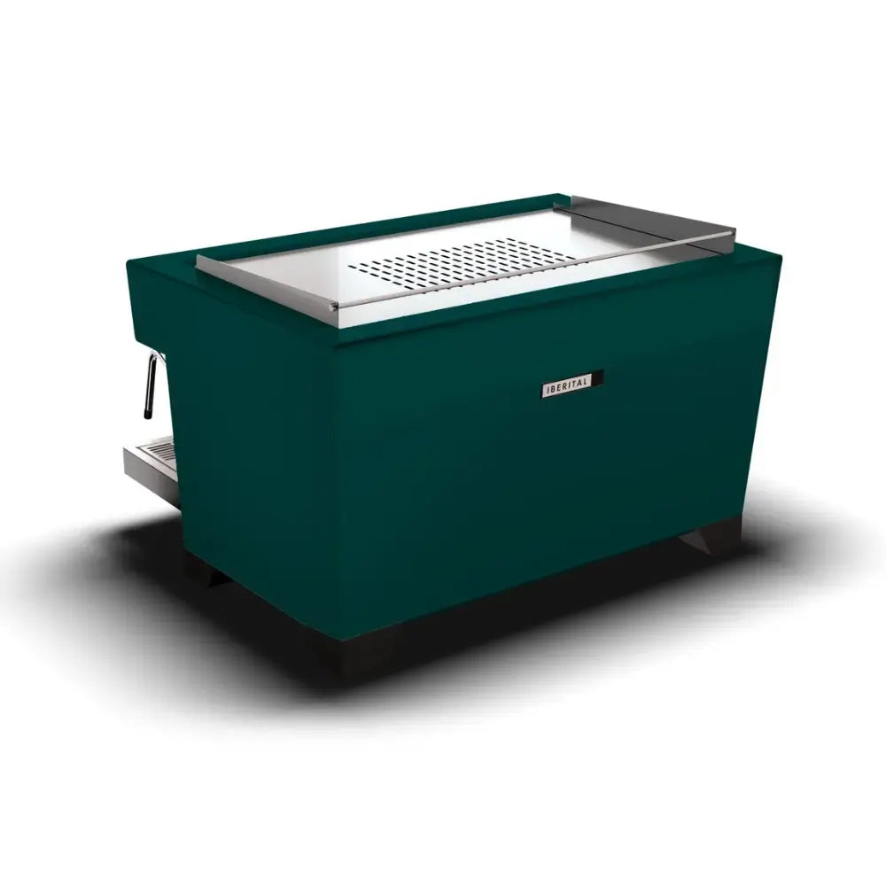 Iberital Referent 2 Group premium commercial espresso machine in green, rear view.