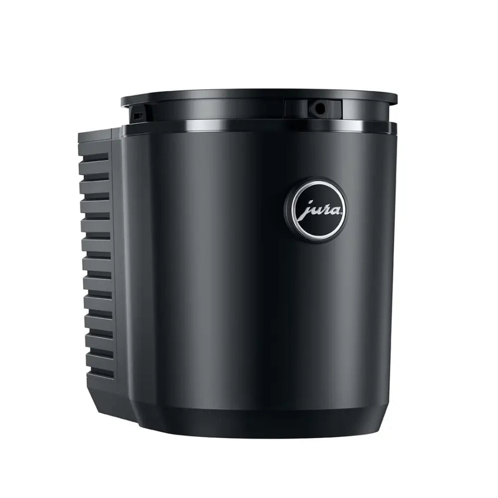 Front view of the black Jura Cool Control milk container for automatic coffee machines.
