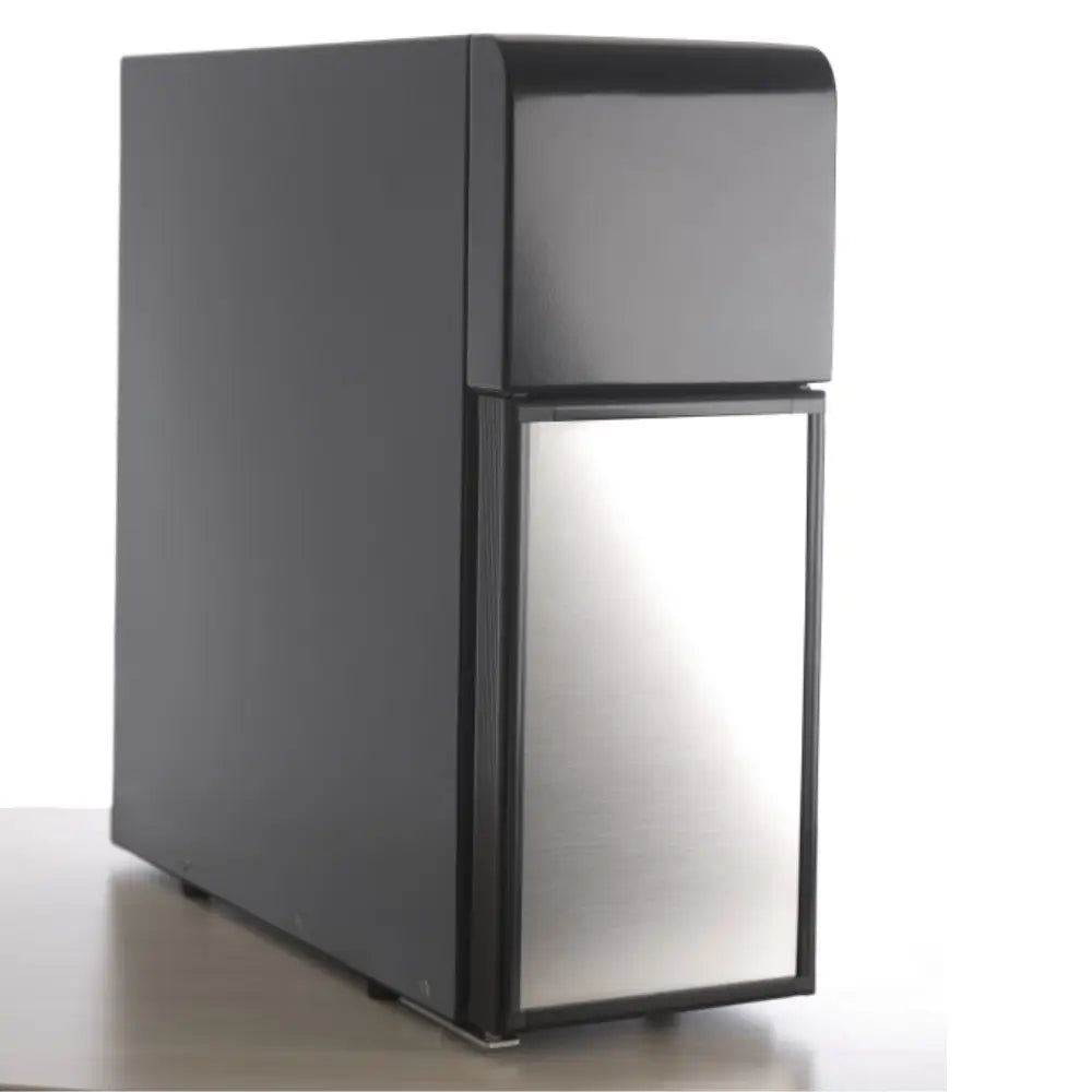 Side view of the black Jura Cool Control milk container for automatic coffee machines.