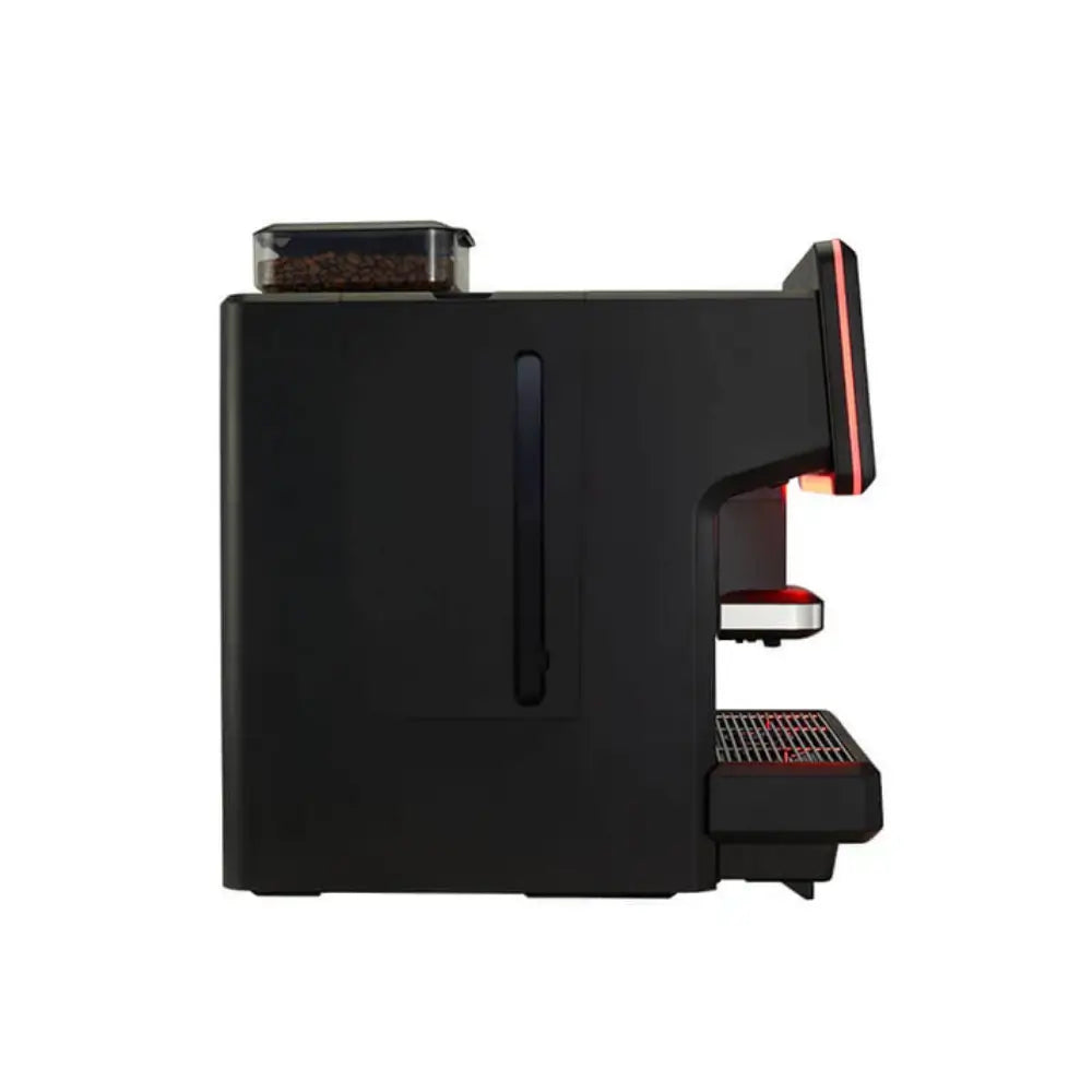 Side view of the La Cimbali S-Lite 8L bean-to-cup coffee machine highlighting its modern design.