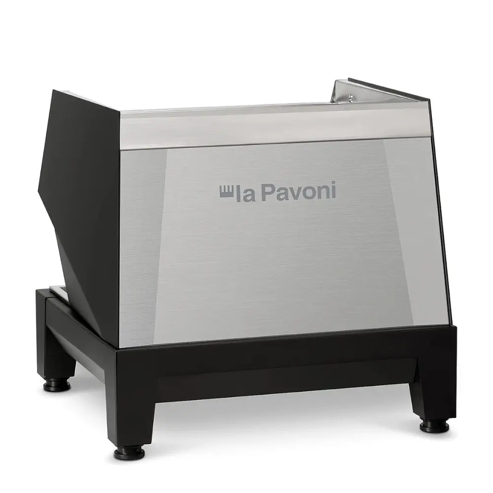 Rear view of the La Pavoni BarT Compact espresso machine on a white background.