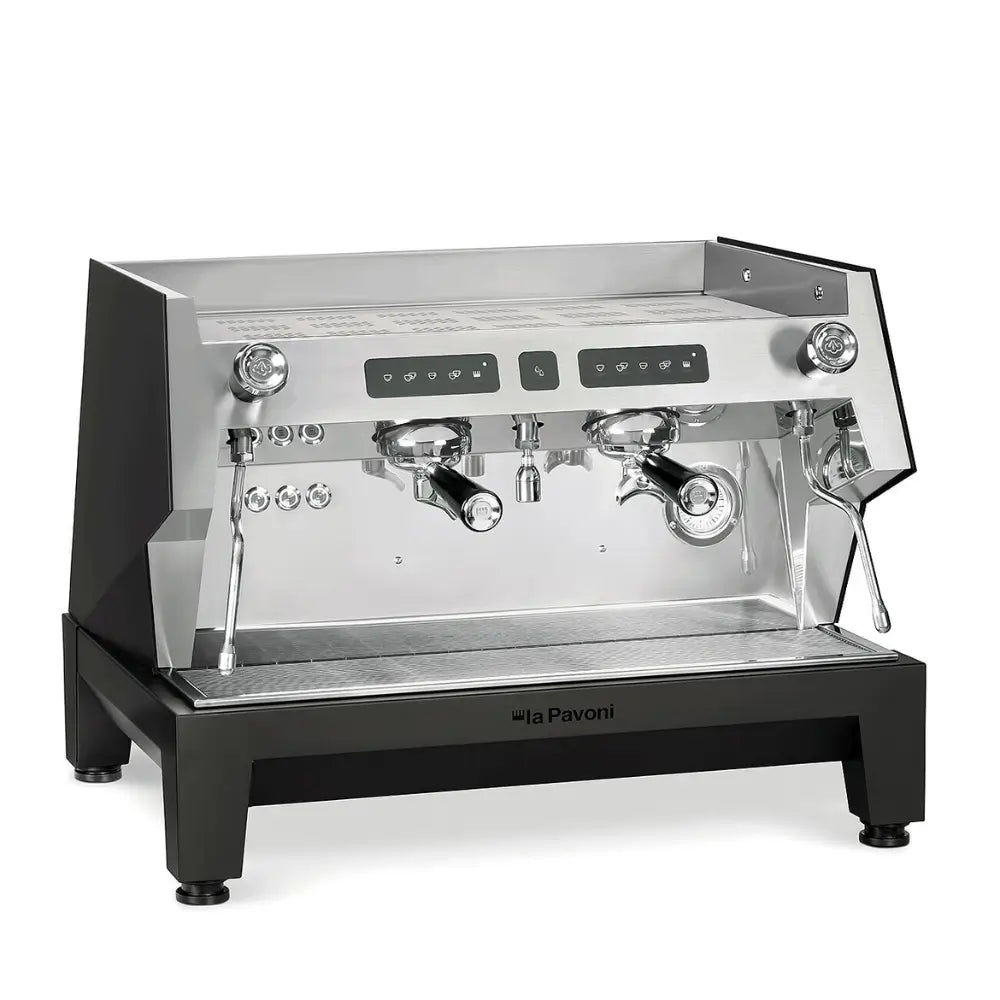 An angled product shot of the La Pavoni BarT Traditional espresso machine.