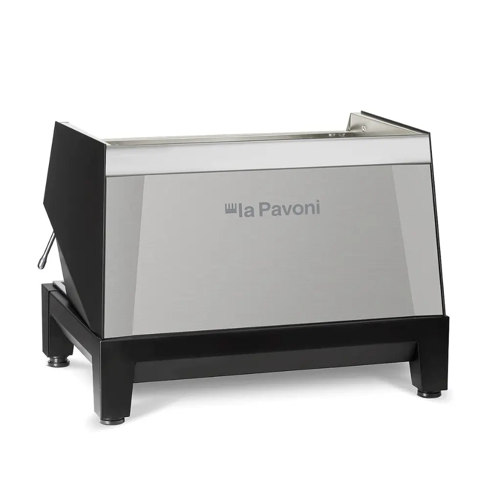 Rear view of the two-group La Pavoni BarT Traditional espresso machine.