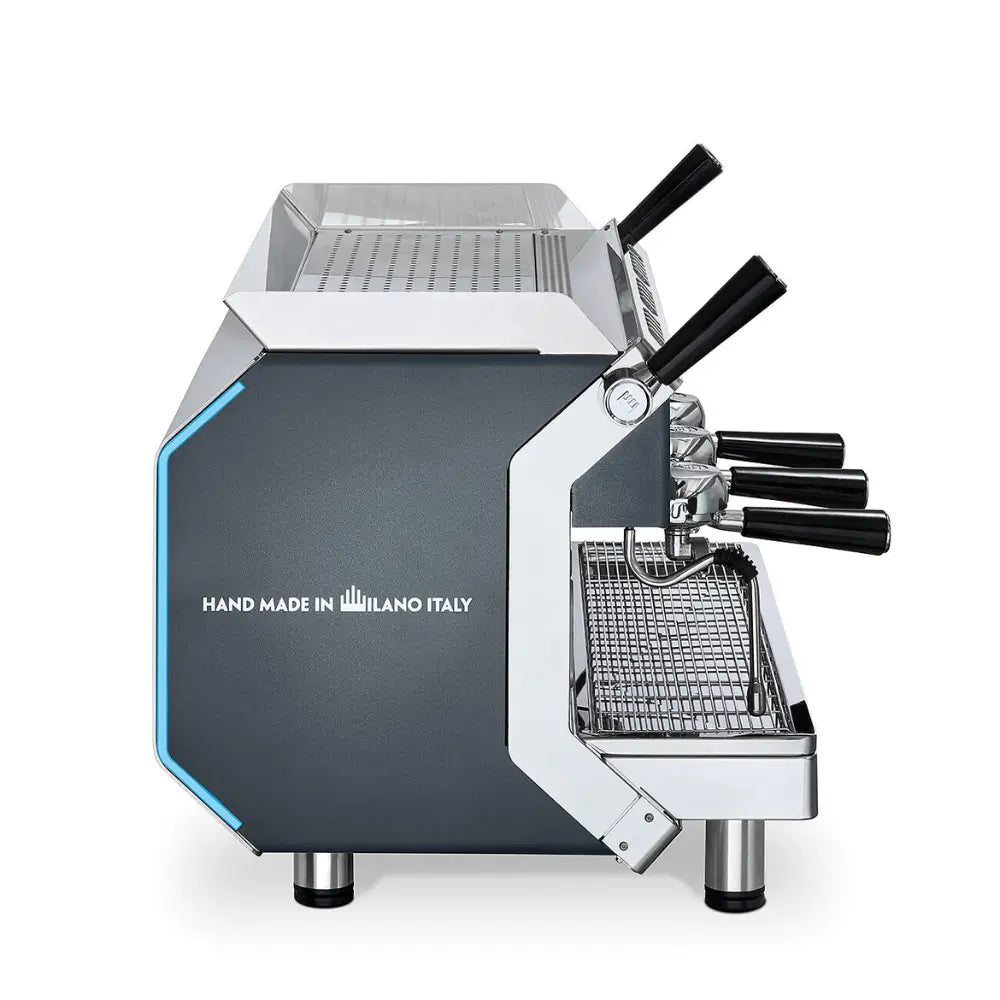 Side view of the La Pavoni Desiderio 3-group commercial espresso machine.