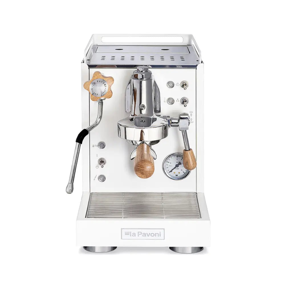 Front view of the La Pavoni Mini Cellini compact espresso machine.