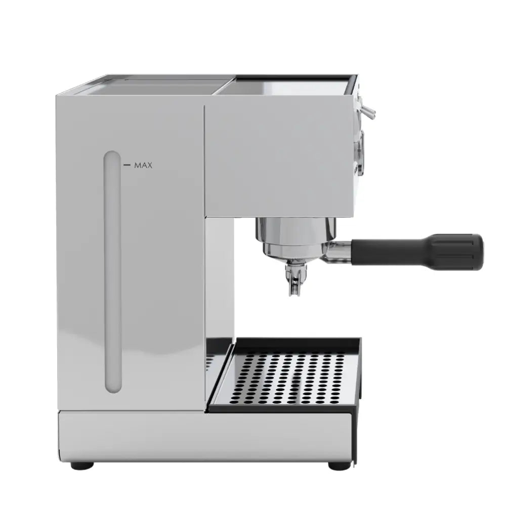  Side view of the Lelit Anna espresso machine, showing the large, clear water tank with a max fill line.