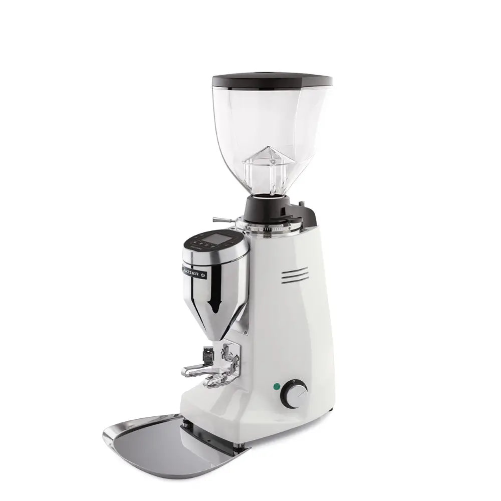 Mazzer Major V Electronic espresso grinder front view with hopper and dosing chamber