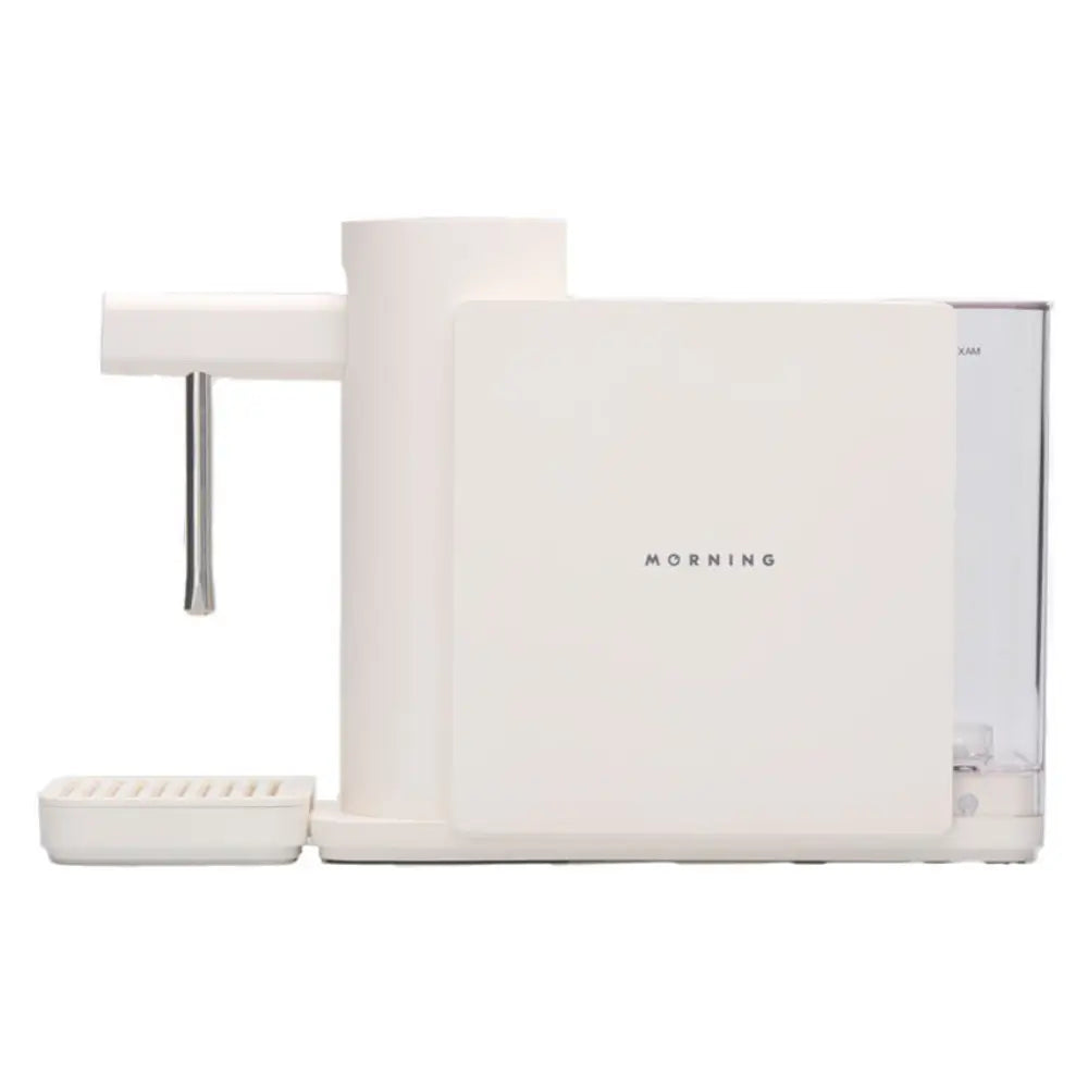 Side view of the Morning Dream Milk Steamer 220v in white finish.