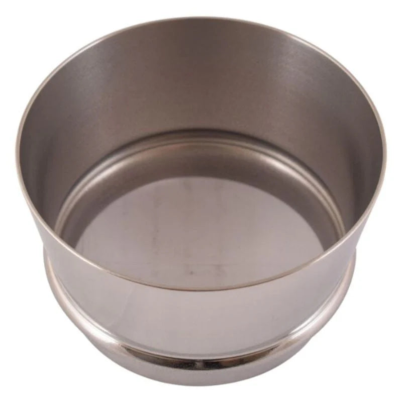 Top view of the Motta 40mm stainless steel dosing funnel