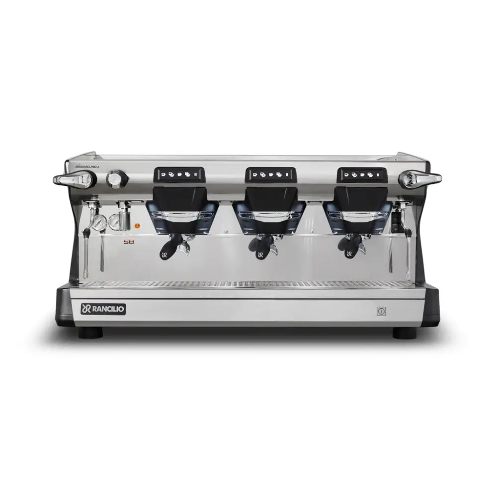 The Rancilio Classe 5 USB 3 Group automatic commercial espresso machine in Anthracite Black, ideal for busy cafes and featuring Steady Brew technology.