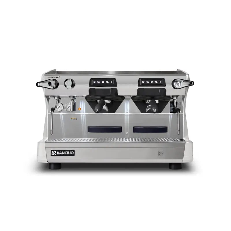 The Rancilio Classe 5 USB Tall 2 Group automatic commercial espresso machine in Anthracite white, ideal for busy cafes and featuring Steady Brew technology.