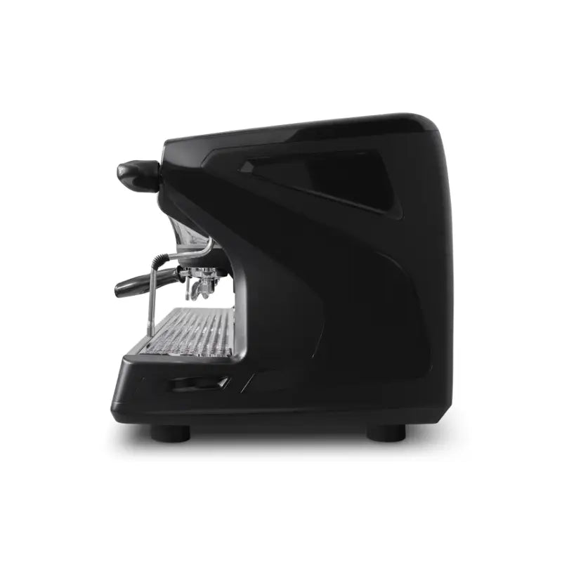 Right side view of Rancilio Classe 7 USB three group black semi-automatic espresso machine