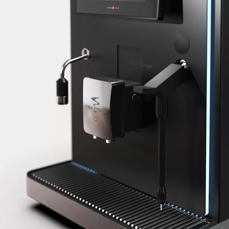 Side view of the Rex-Royal S2 coffee outlet with steam wand