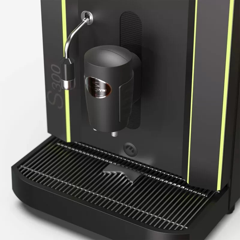 Front close-up of the Rex-Royal S300  bean to cup coffee machine outlets and drip tray