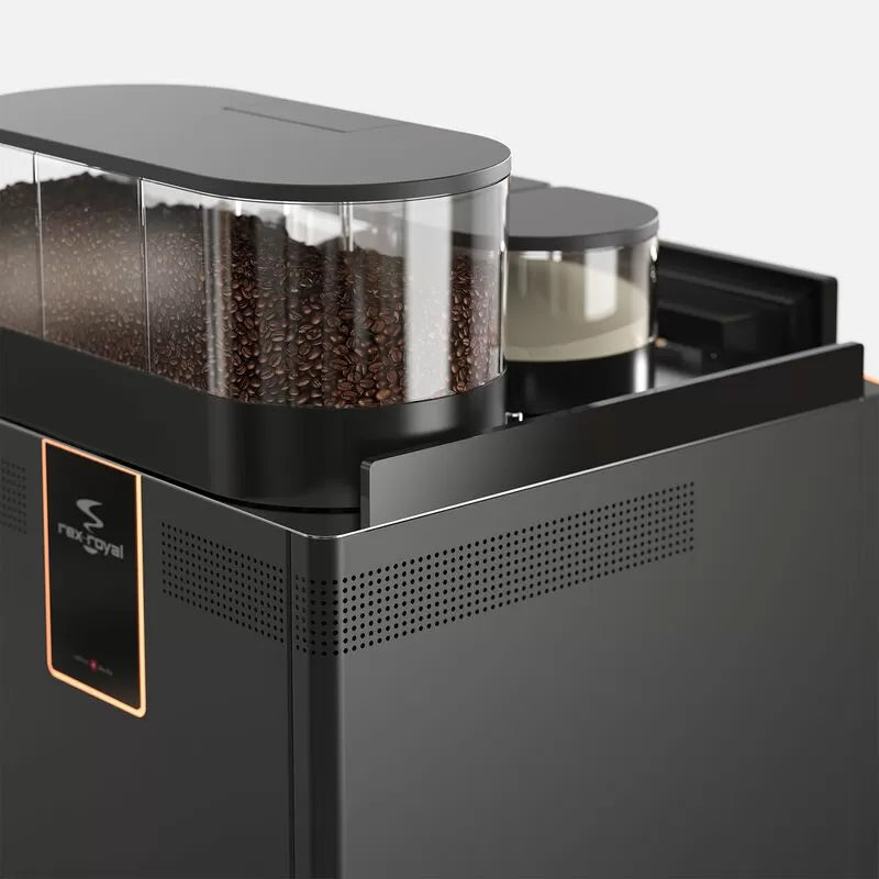 Side view of the Rex-Royal S500 with dual bean hopper