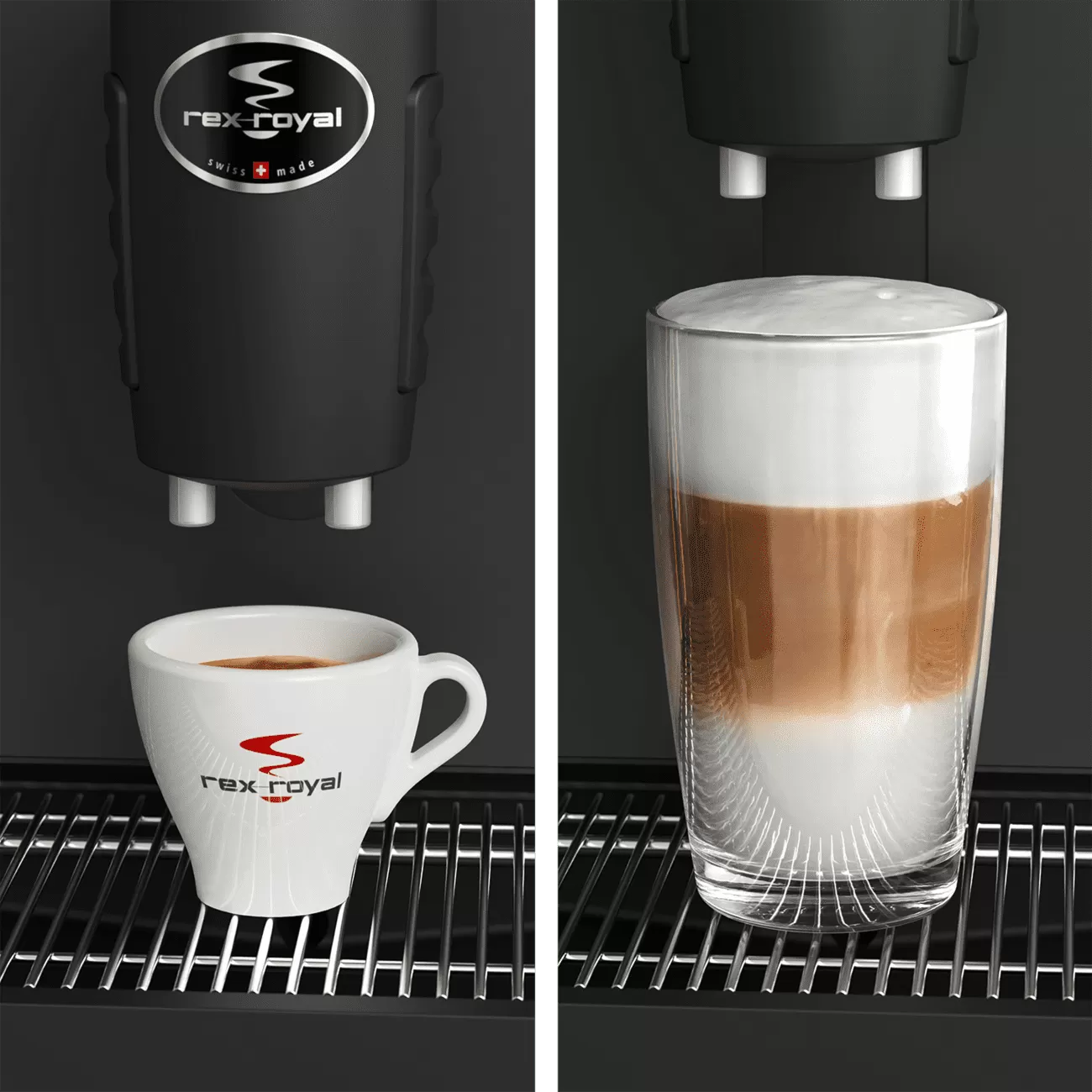 Rex-Royal S500 coffee machine dispensing espresso from automatic outlet