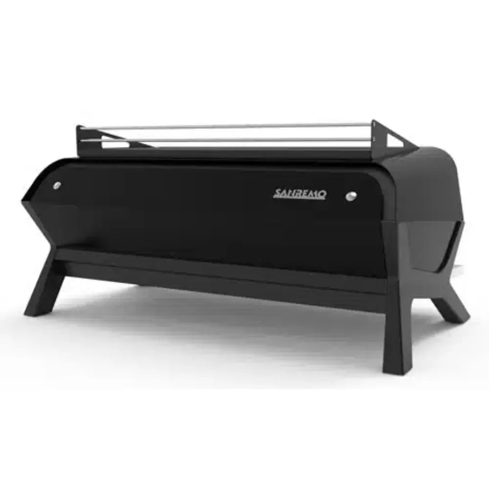 Rear view of the Sanremo F18 Single Boiler commercial espresso machine in a black finish.