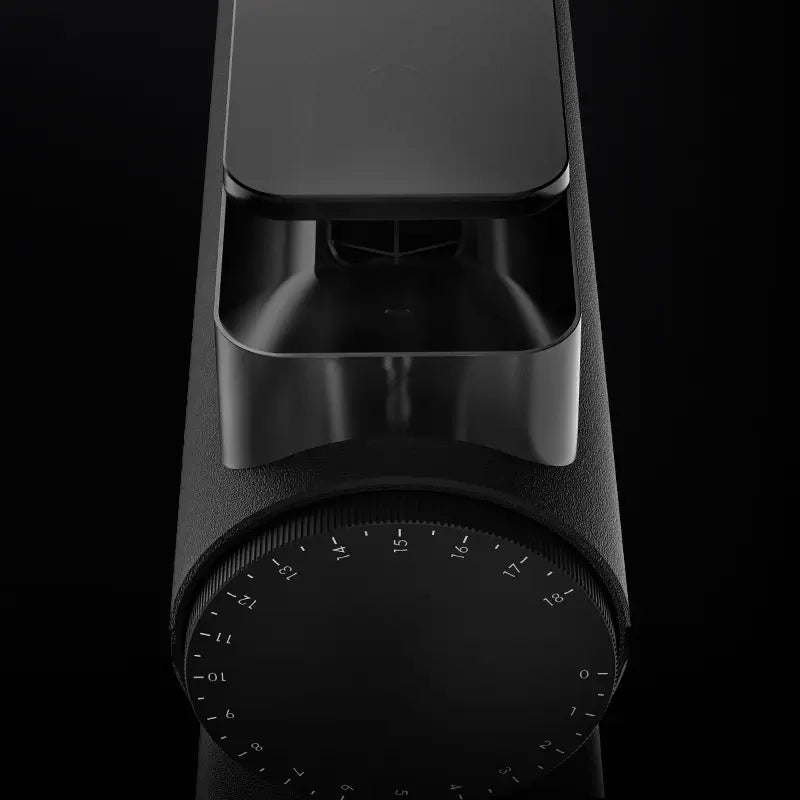 Top view of Timemore Sculptor 078S coffee grinder showing bean hopper and large numbered grind adjustment dial.